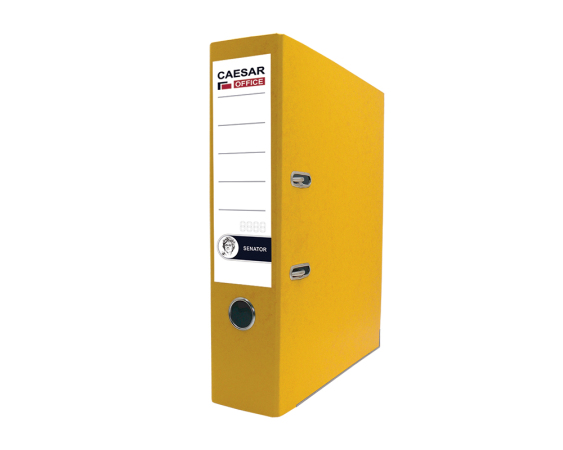 Lever Arch File A4/75 Senator, RADO, Compressor Bar, Pressboard, metal edges, Yellow 